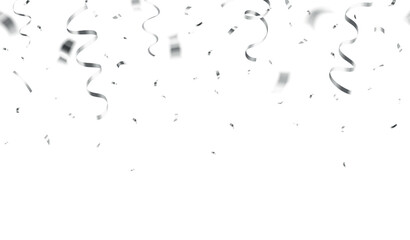 Realistic shiny decorative falling confetti seamless pattern isolated on white background	