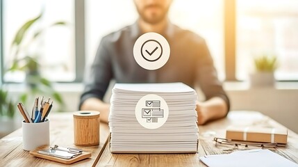 Man reviewing laptop at desk e commerce concept