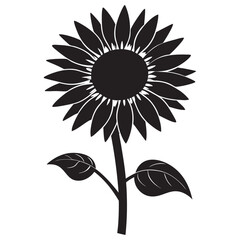 simple sunflower black icon color vector silhouette llustration in white background