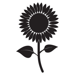 simple sunflower black icon color vector silhouette llustration in white background