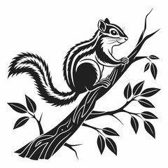 chipmunk silhouette black vector