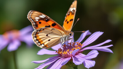 Obraz premium Butterfly on a violet flower