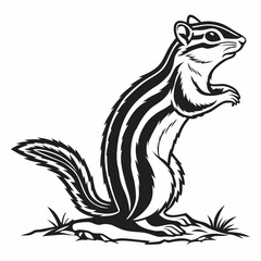 chipmunk silhouette black vector