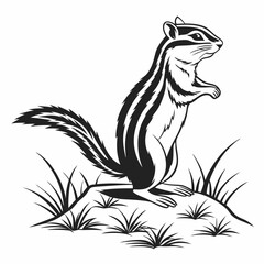 chipmunk silhouette black vector