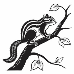 chipmunk silhouette black vector