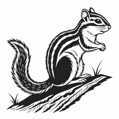 chipmunk silhouette black vector