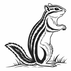 chipmunk silhouette black vector