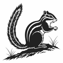 chipmunk silhouette black vector