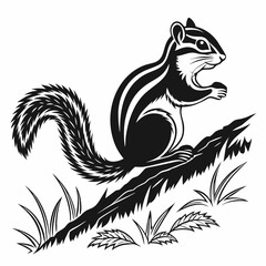 chipmunk silhouette black vector