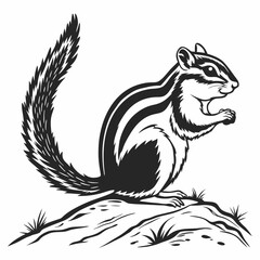 chipmunk silhouette black vector