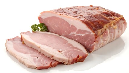 A plate of raw pork chops and meat ready for cooking with fresh slices and a touch of parsley for garnish.