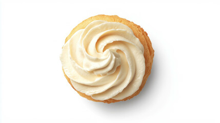 Fototapeta premium Delicious mascarpone cream swirl on vanilla cupcake top view for dessert lovers