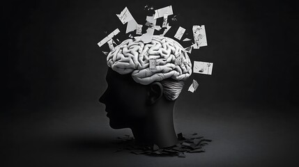 Overwhelmed brain mental health concept