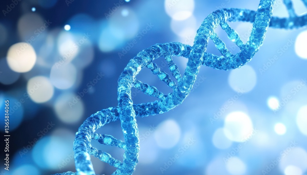 Poster 3d dna double helix structure on bokeh background
