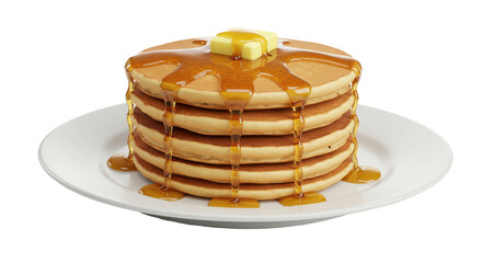 Isolated Stack of Pancakes with Syrup and Butter