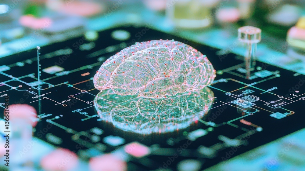 Aufkleber digital brain neural network ai technology science concept