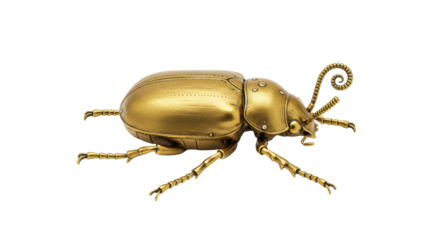 Isolated Gold Steampunk Beetle
