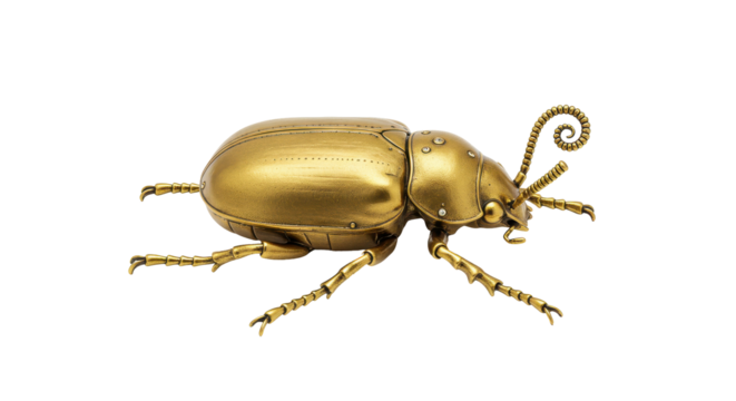 Isolated Gold Steampunk Beetle