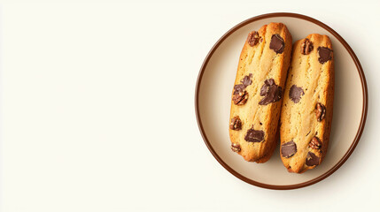 Delicious cantuccini with chocolate on plate - perfect for dessert inspiration