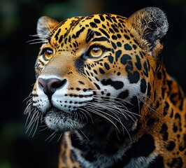 Obraz premium Majestic Jaguar Portrait with Striking Yellow Eyes and Bold Spots