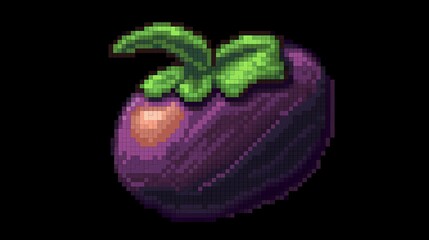 8 bit style mangosteen illustration.