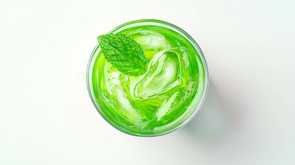 Obraz premium Refreshing celery juice with mint and ice garnish in a glass – perfect for summer hydration