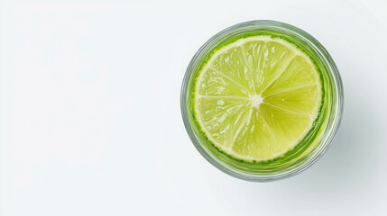 Refreshing celery juice shot with lime slice for wellness and detox inspiration