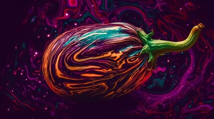 Vibrant, cosmic eggplant with swirling colors.