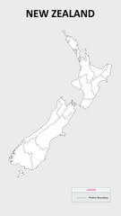 New Zealand map. Country map of New Zealand. Administrative map of New Zealand with Countries names in outline.