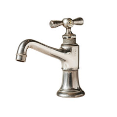 Vintage Chrome Faucet with Classic Design on a white background.