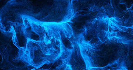 Swirling blue particle flow. Dynamic abstract background with glowing, fluid motion. Ethereal texture on a dark backdrop.... 3D render