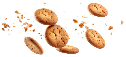 PNG Photo of flying cookies bread food