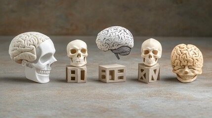 Realistic skull models on neutral background