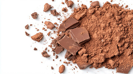 Fototapeta premium Rich chocolate bark with cocoa powder perfect for desserts and treats