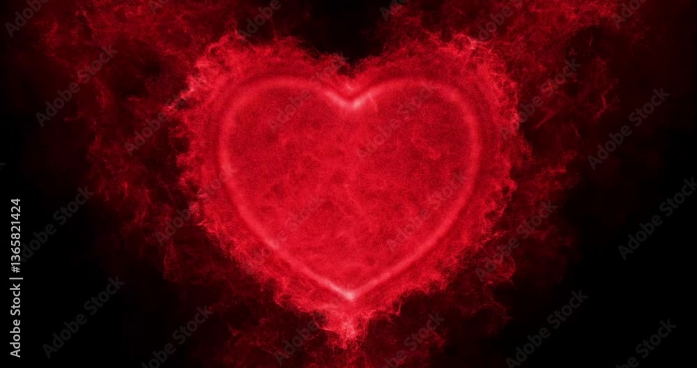 Poster radiant heartbeat loop. glowing red heart with textured energy pulses. dynamic and symbolic for love