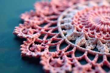 Obraz premium Geometric patterned lace doily Macro view of texture , black, decoration, white