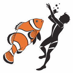clownfish silhouette black vector