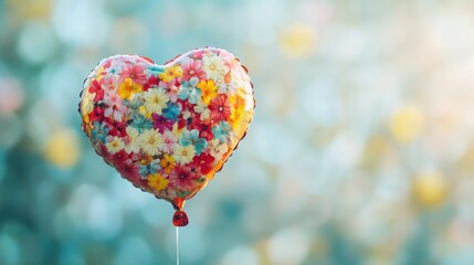 Vibrant Heart Balloon Floating in the Sky
