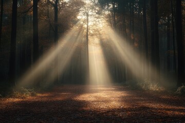 Fototapeta premium Autumn Breeze and Falling Amber Leaves
