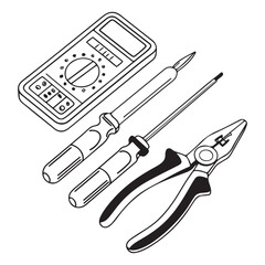 Electrician tools set vector