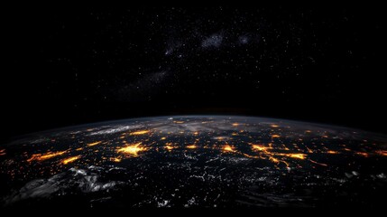 Obraz premium Earth at Night City Lights Starry Sky Global View