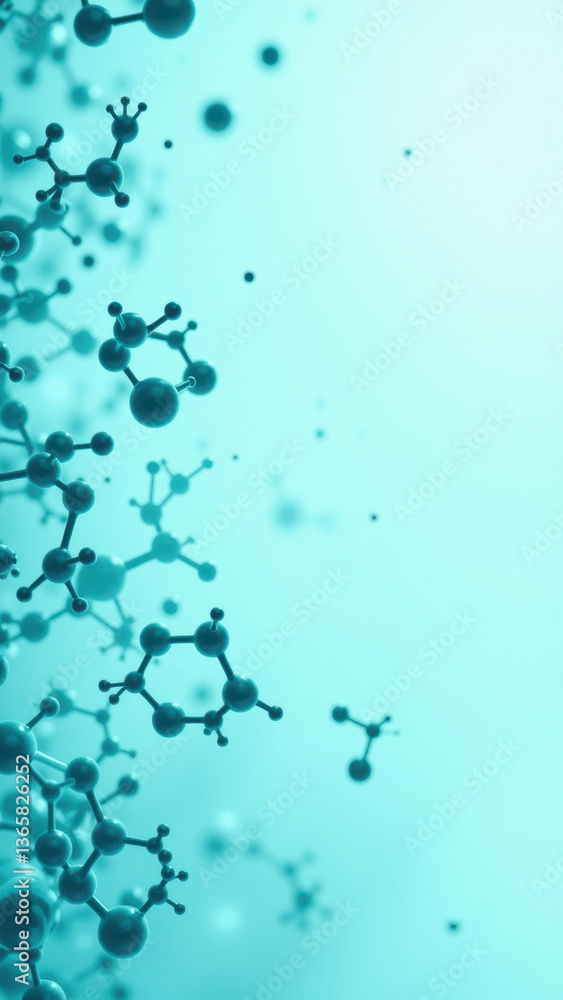 Poster magnesium glycinate molecule with colorful graphics and a gradient background