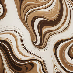 Swirling coffee and cream create a stunning marbled effect, showcasing rich browns and creamy whites in an intricate pattern.