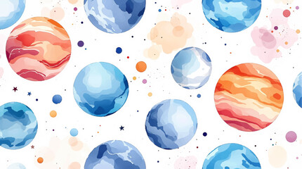 Watercolor planet on white background	