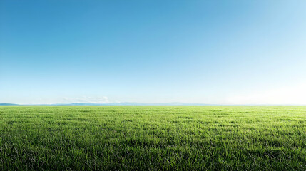 Expansive Green Field Under a Clear Blue Sky