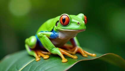 Green tree frog perched on white, vibrant skin, isolated frog, isolated