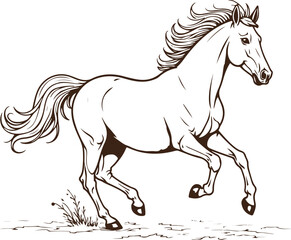 Obraz premium Graceful Galloping Horse Line Art for Coloring and Design