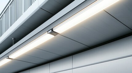 Obraz premium Modern Architectural Detail with Fluorescent Lighting.
