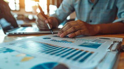 Obraz premium Financial advisor calculating ROI with charts