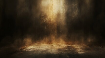 Abstract dark background with golden light shining from above